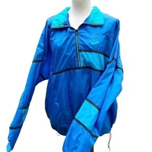 Nike Vintage Windbreaker Jacket Quarter-Zip Unisex Size XL Extra Large 90s Blue